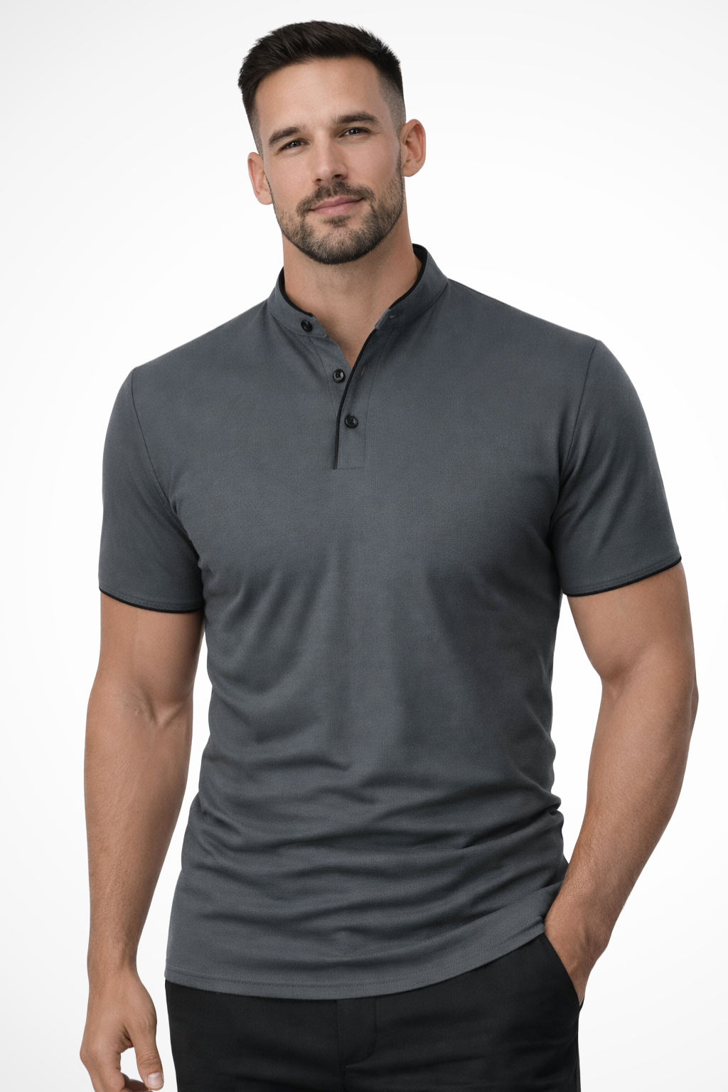 Rafferty - Men Collarless Short Sleeve Polo Shirt