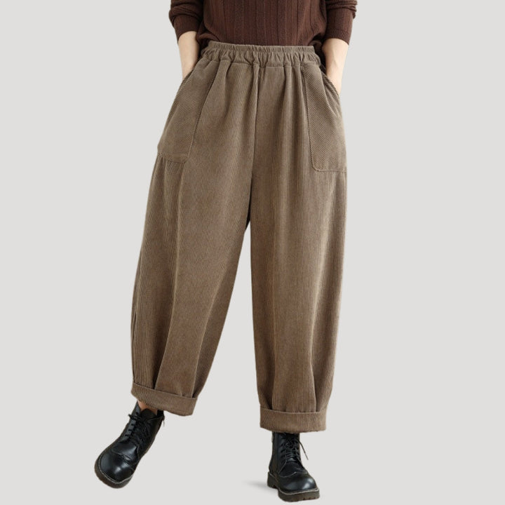 Pantaloni a gamba larga in velluto a coste da donna per uno stile senza sforzo
