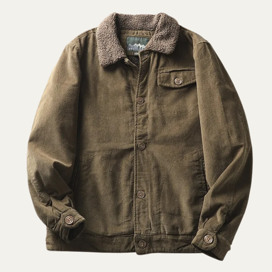 Chaqueta informal de pana con botones para hombre