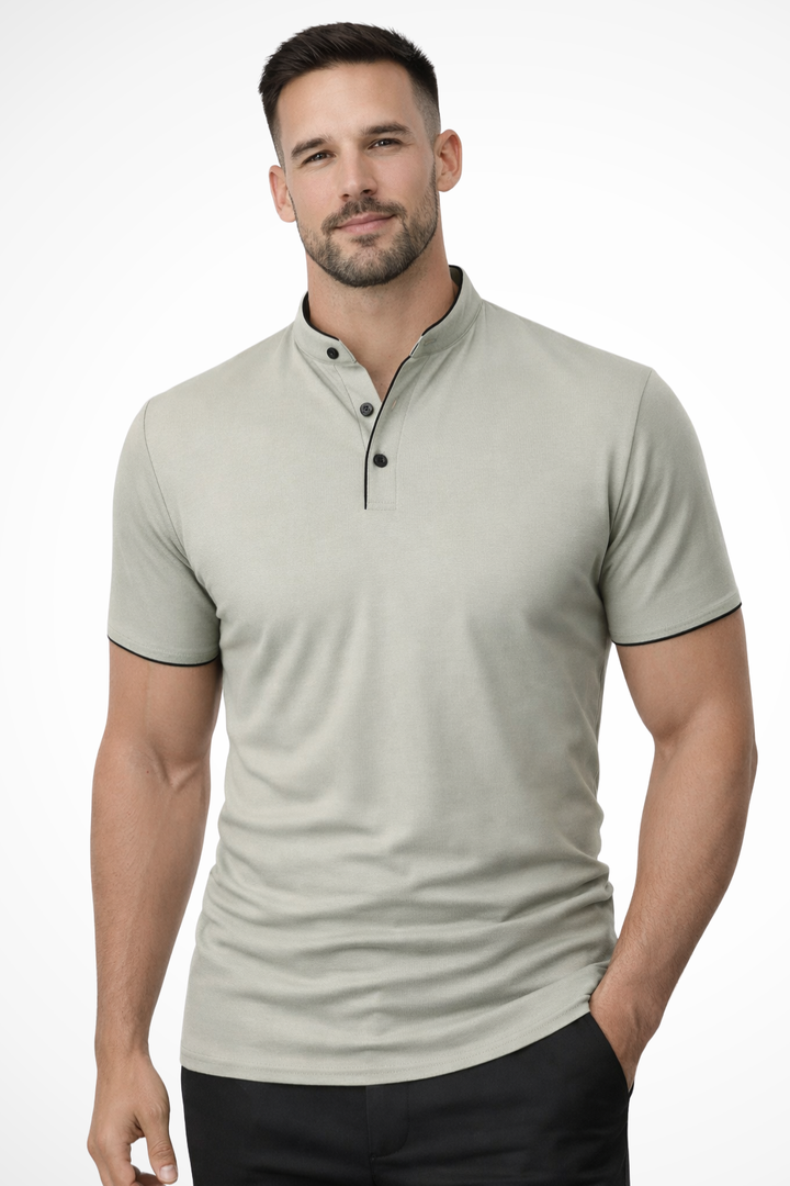 Rafferty - Men Collarless Short Sleeve Polo Shirt