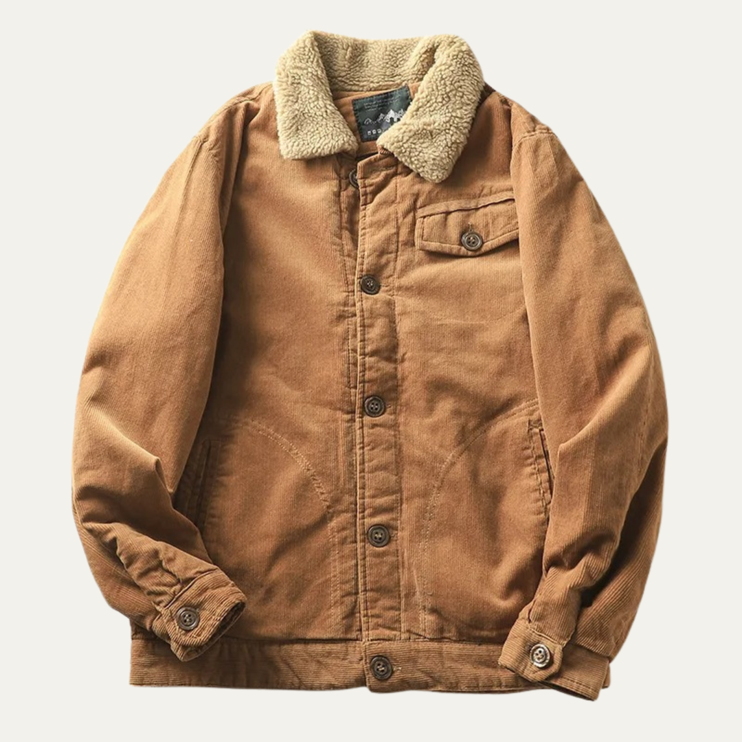 Chaqueta informal de pana con botones para hombre