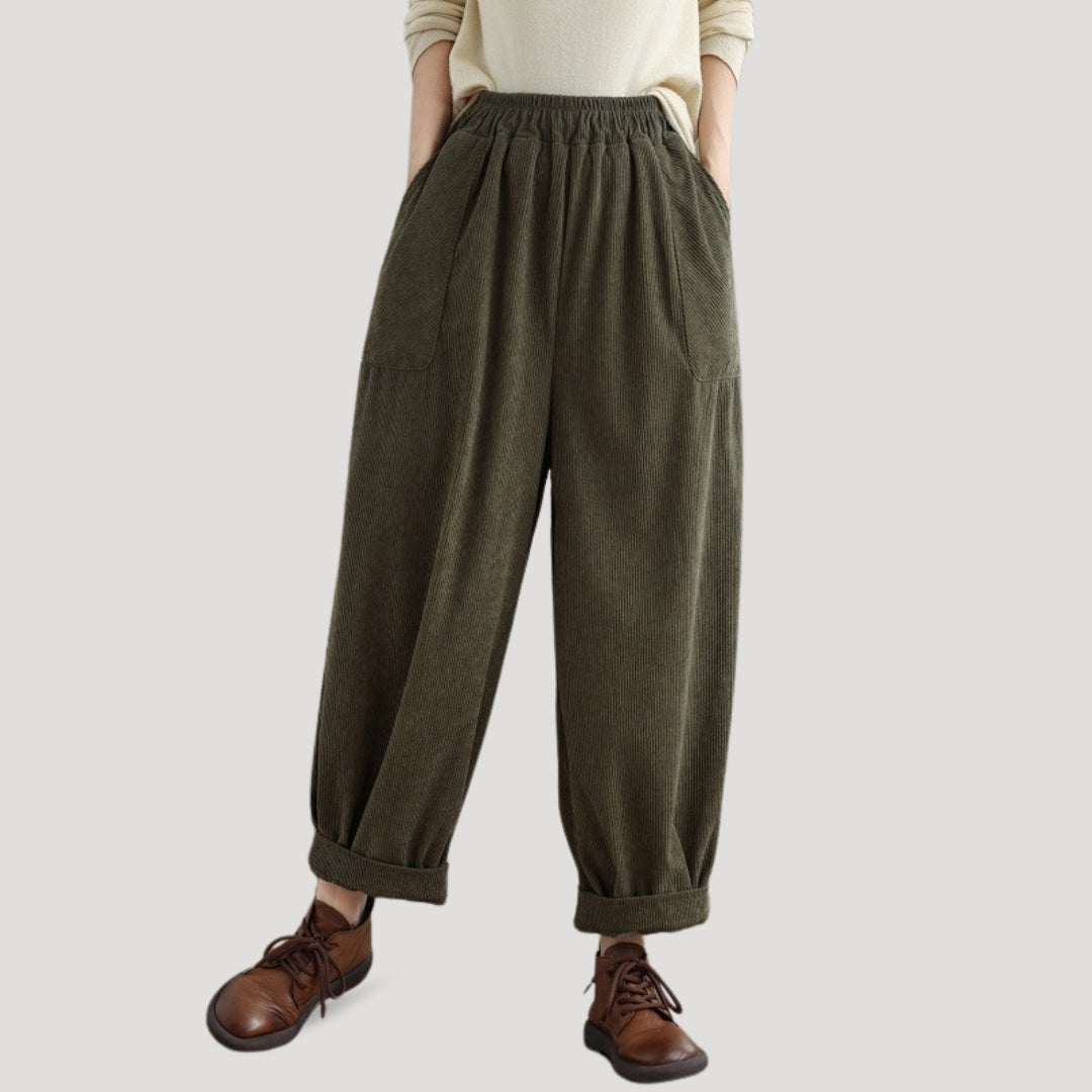 Pantaloni a gamba larga in velluto a coste da donna per uno stile senza sforzo