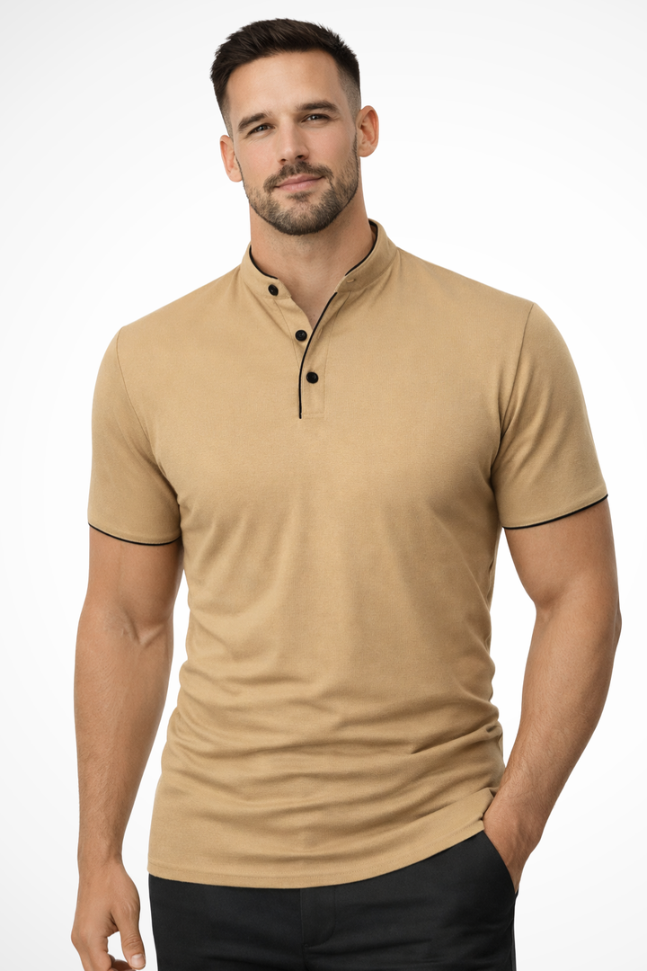 Rafferty - Men Collarless Short Sleeve Polo Shirt