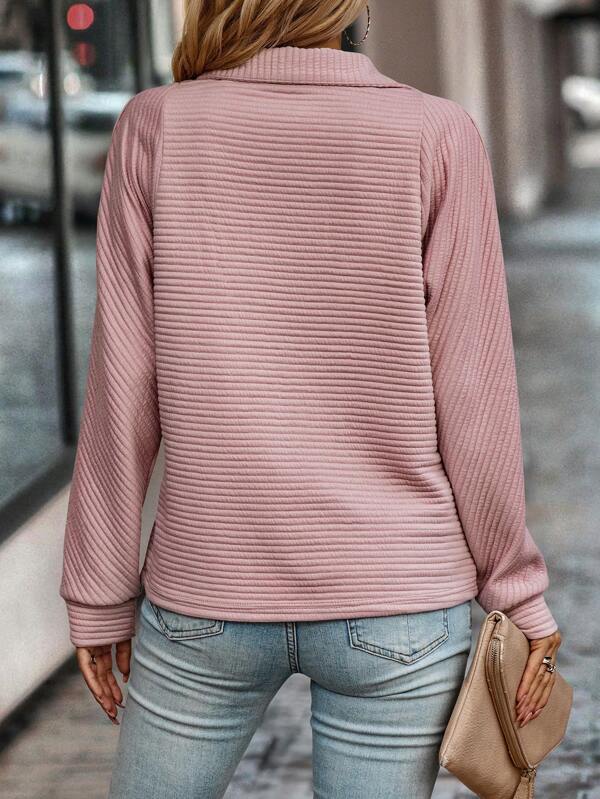 Libby - Women's V-Neck Zip Sweater