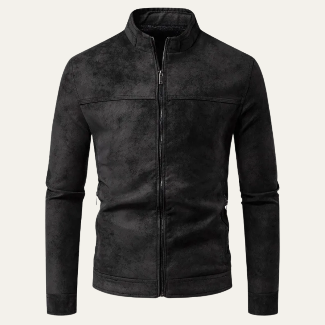 Veste de motard décontractée en cuir à fermeture zippée pour homme