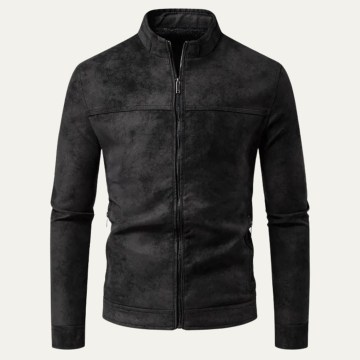Veste de motard décontractée en cuir à fermeture zippée pour homme