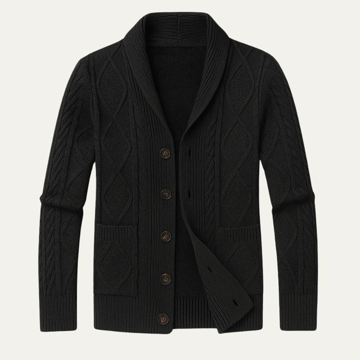 Men's Cashmere Cardigan with Button Front and Side Pockets