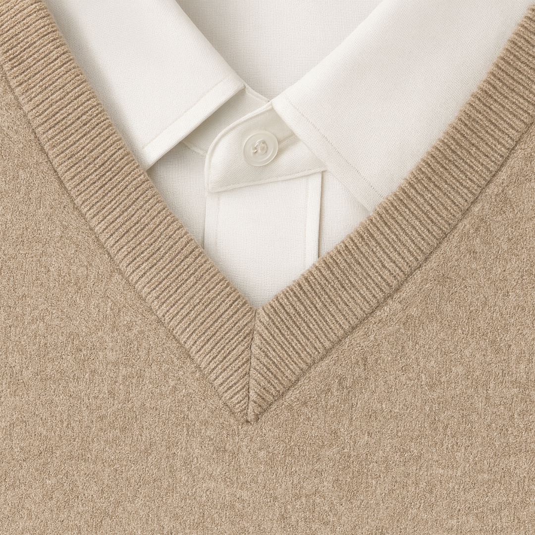 Men's Beige Cashmere Jumper with Relaxed Fit