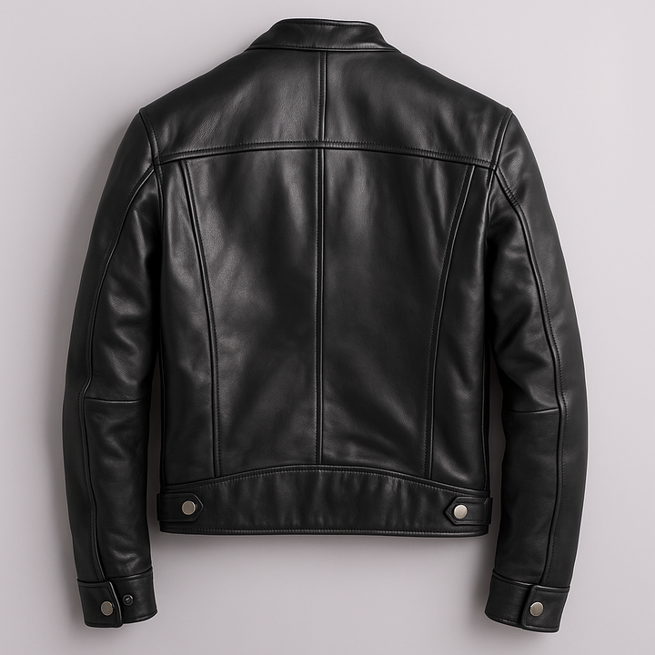 Chaqueta clásica de piel sintética con cremallera para hombre