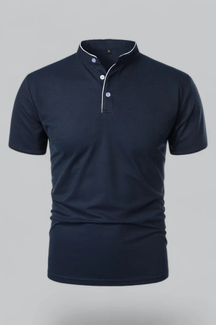 Rafferty - Men Collarless Short Sleeve Polo Shirt