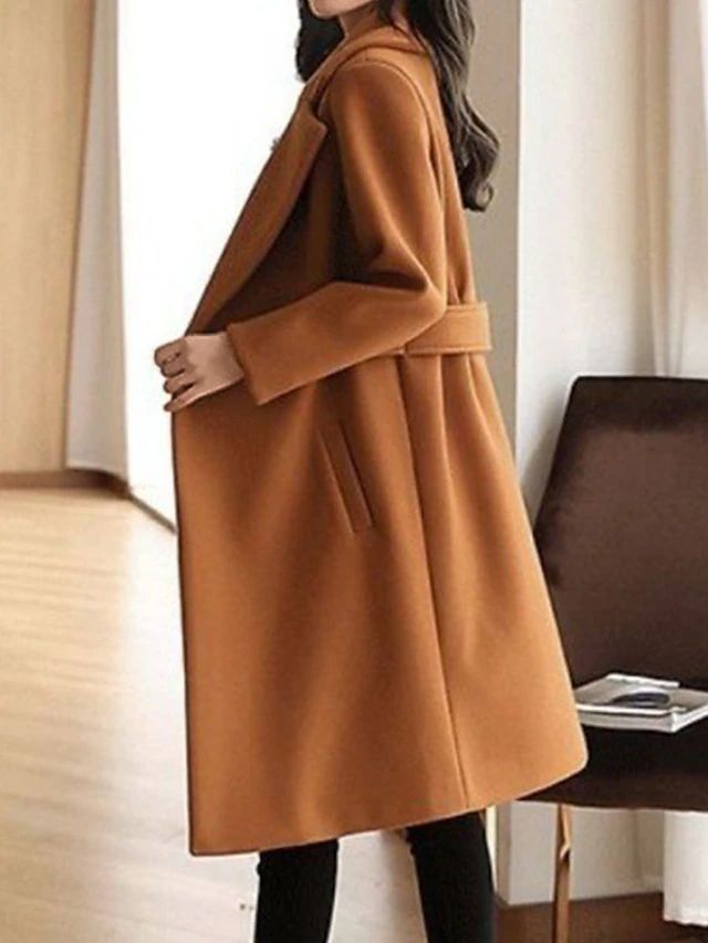 Women’s Formal Long Sleeve Belted Winter Coat