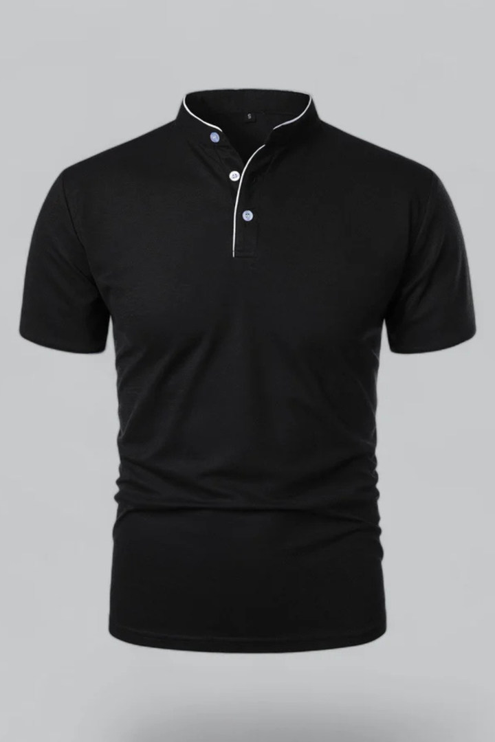 Rafferty - Men Collarless Short Sleeve Polo Shirt