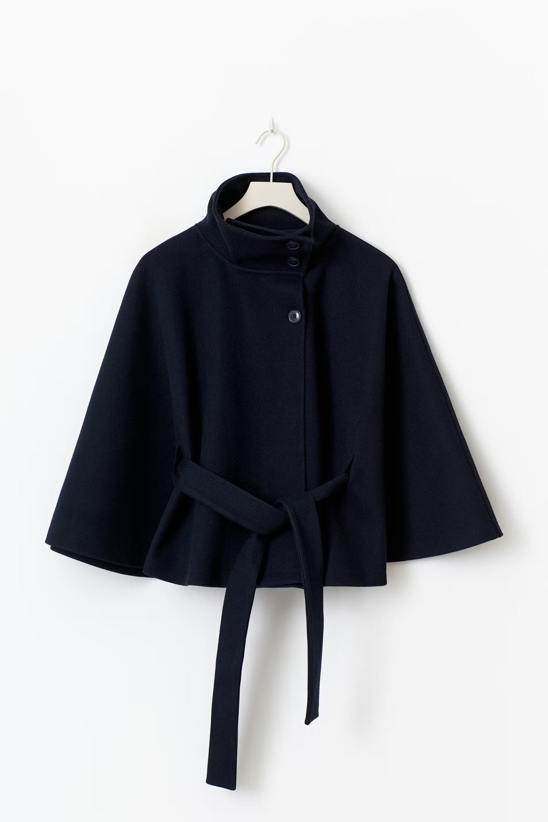 Women's Wool Coat with a High Neck and a Button Front
