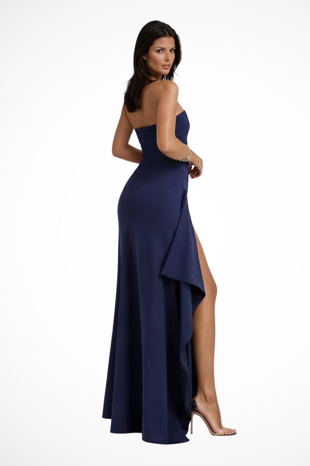 Strapless Women's Maxi Dress with Side Slit