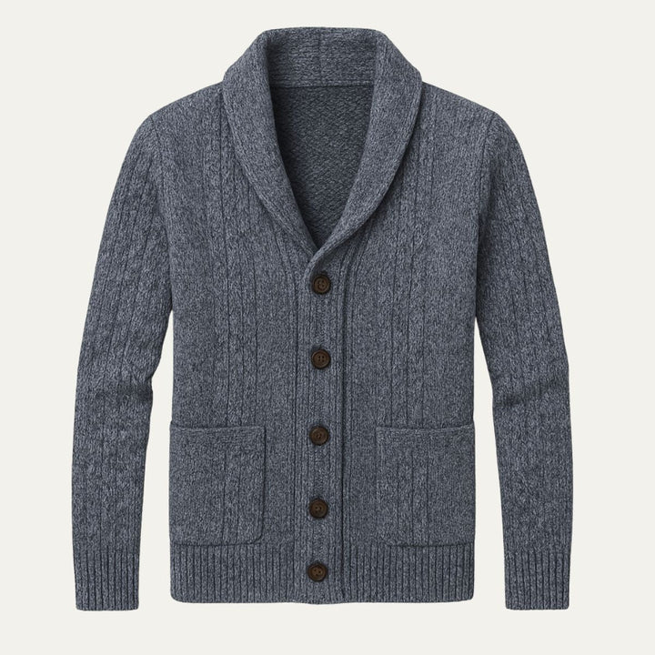 Men's Cashmere Cardigan with Button Front and Side Pockets