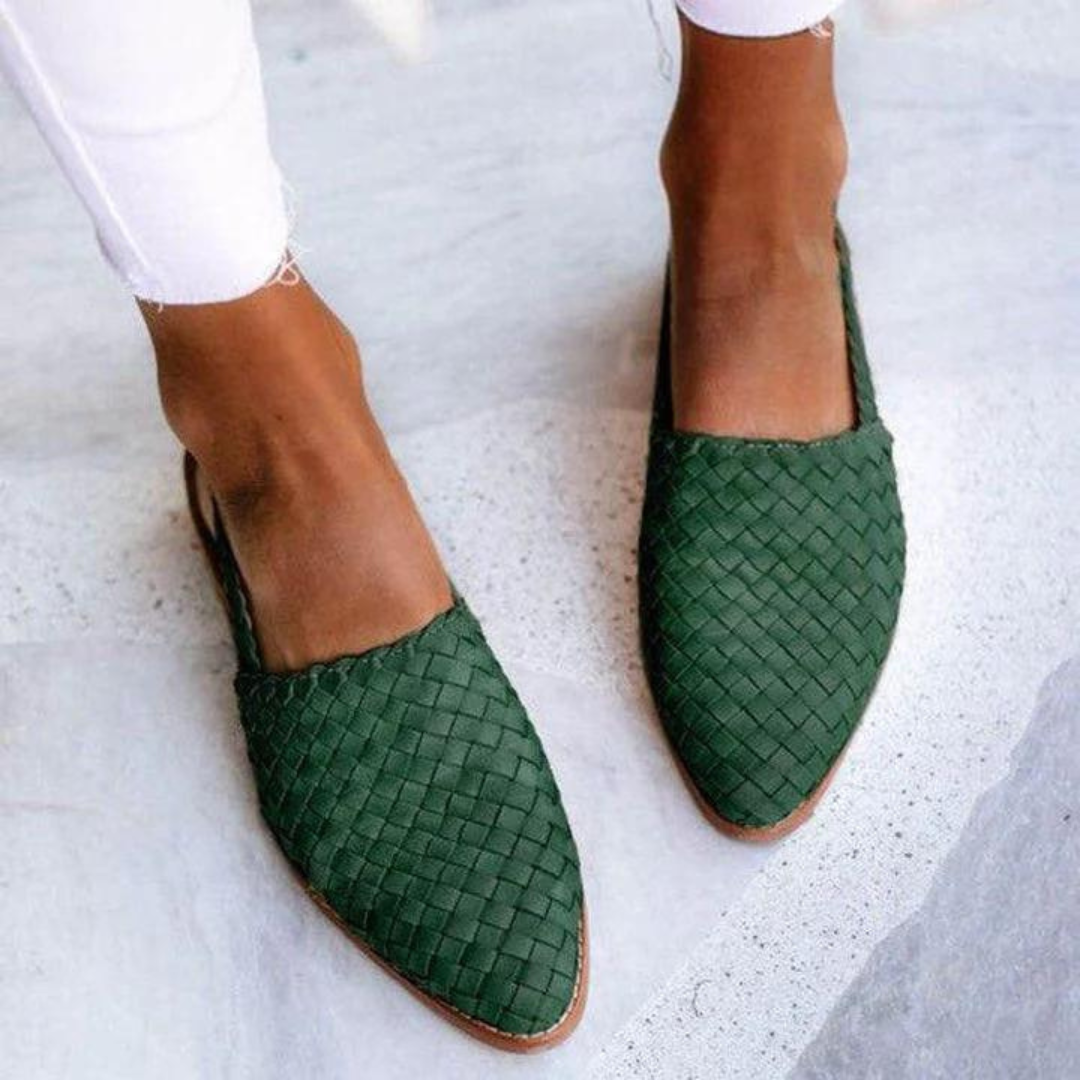 Women's Woven Slip-On Slingback Pointed Toe Flats