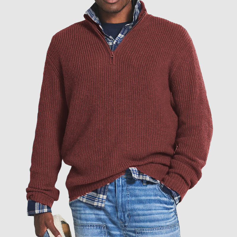 Jersey de media cremallera para hombre | Suéter de punto acanalado para combinar con estilo