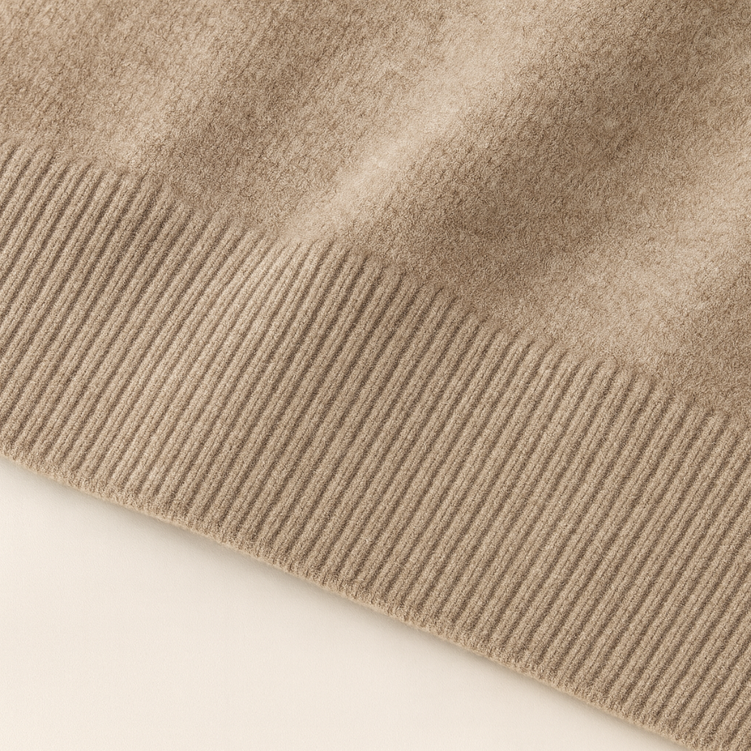 Men's Beige Cashmere Jumper with Relaxed Fit