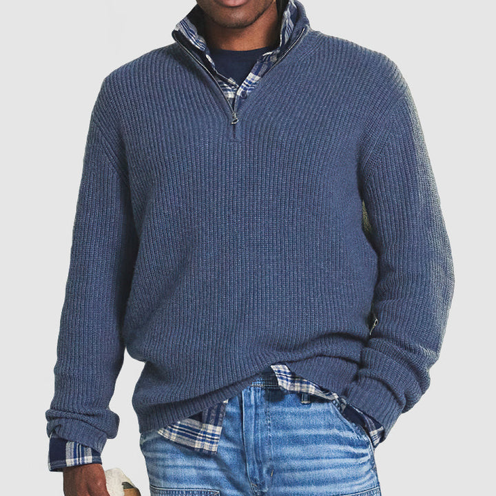 Jersey de media cremallera para hombre | Suéter de punto acanalado para combinar con estilo