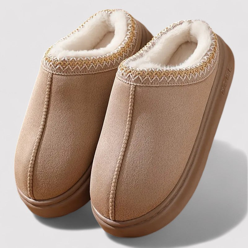 Chaussons d'intérieur à enfiler pour femme, doublés en matière moelleuse
