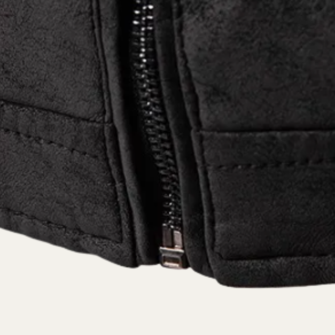 Veste de motard décontractée en cuir à fermeture zippée pour homme