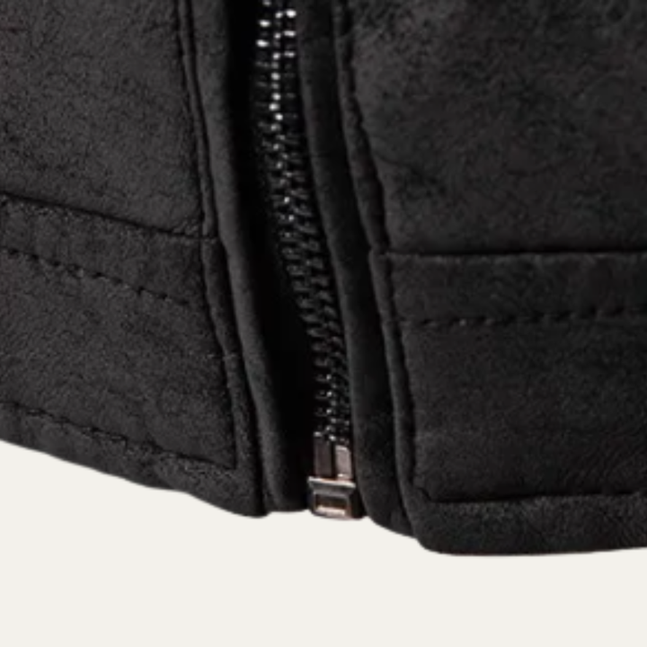 Veste de motard décontractée en cuir à fermeture zippée pour homme