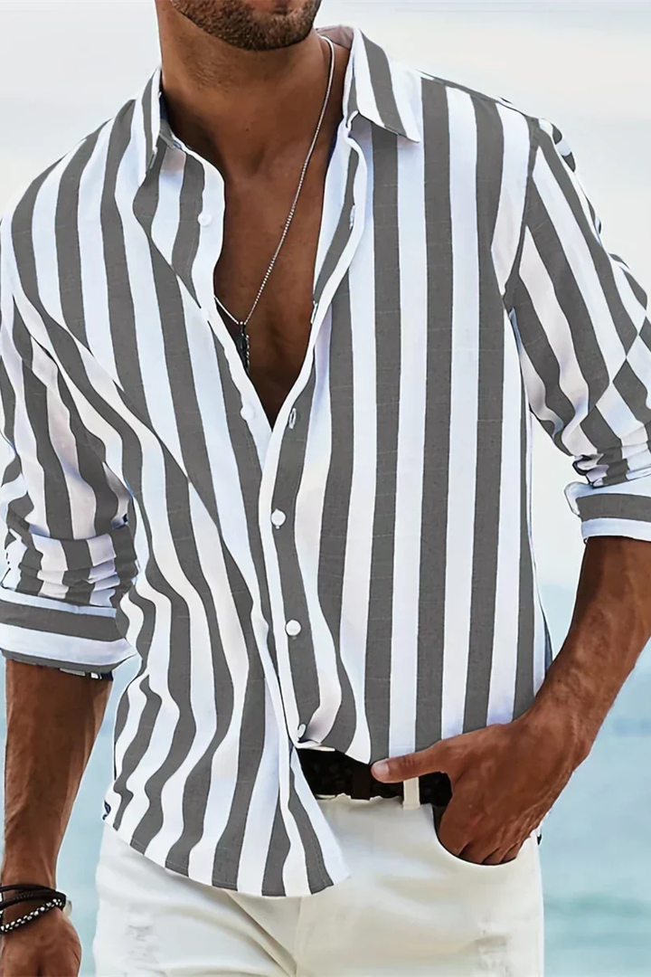 Leo | Men Summer Striped Casual Linen Shirt