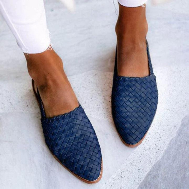 Women's Woven Slip-On Slingback Pointed Toe Flats