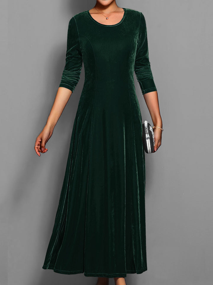 Gloria - Vestido largo de terciopelo para mujer con escote redondo