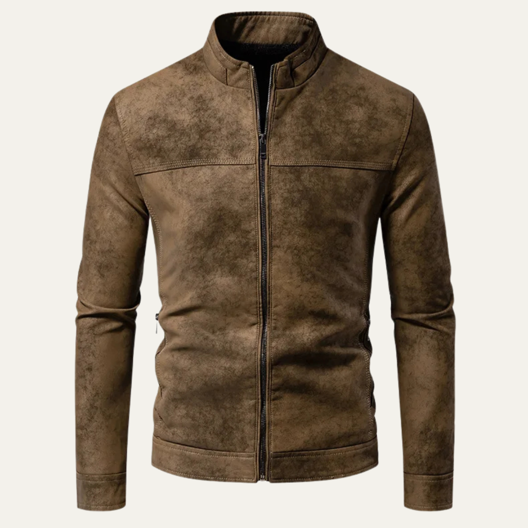 Veste de motard décontractée en cuir à fermeture zippée pour homme