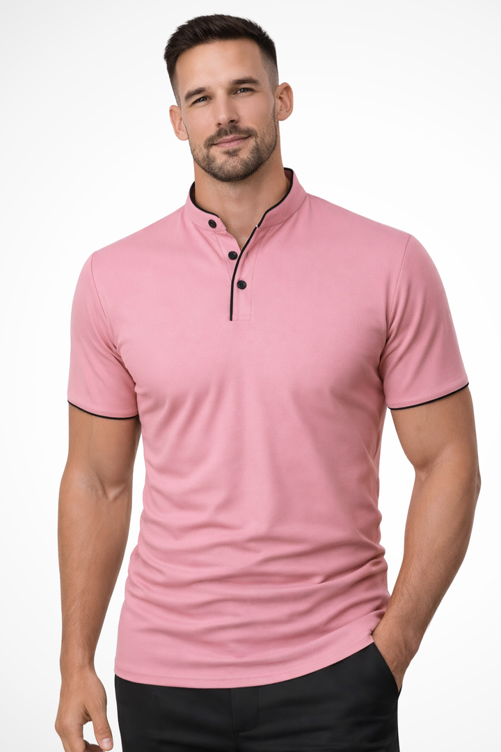 Rafferty - Men Collarless Short Sleeve Polo Shirt