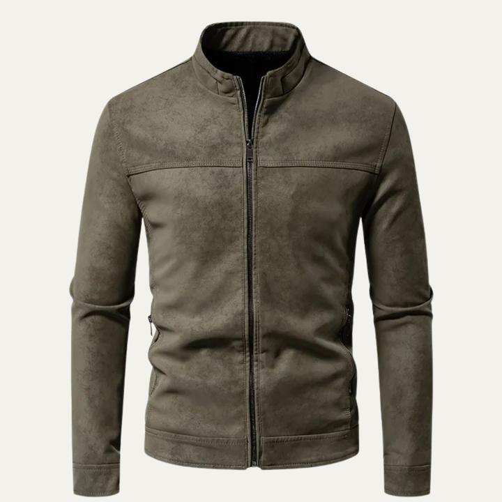 Veste de motard décontractée en cuir à fermeture zippée pour homme