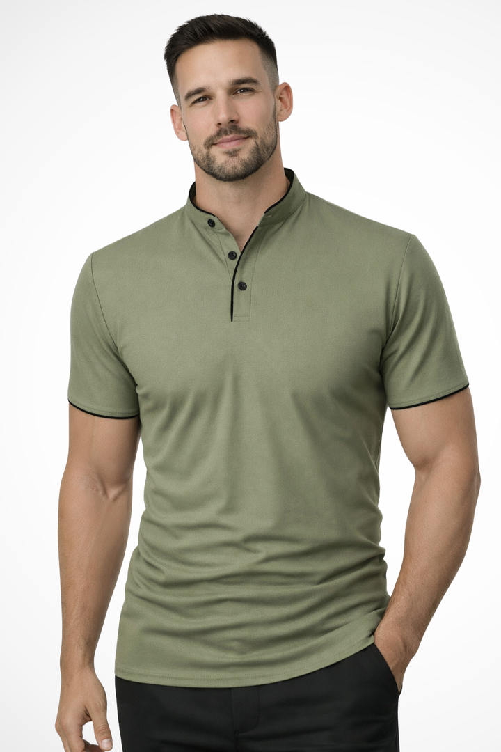Rafferty - Men Collarless Short Sleeve Polo Shirt