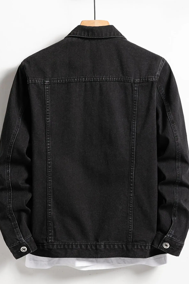 Veste en jean classique boutonnée pour homme