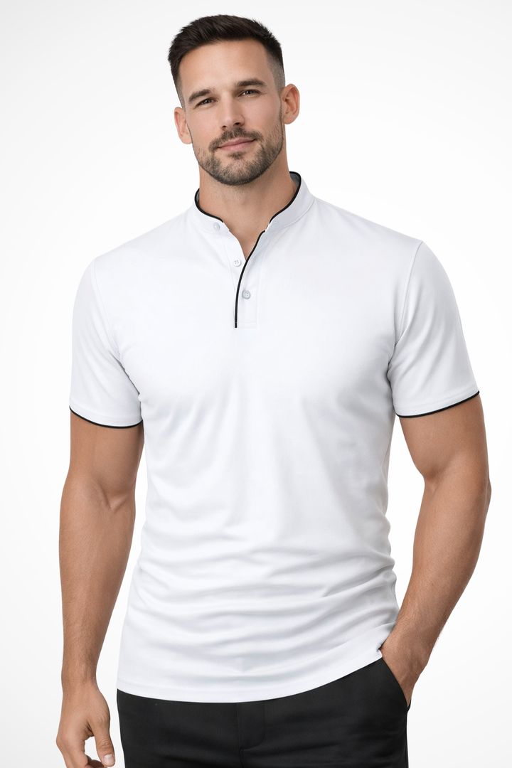 Rafferty - Men Collarless Short Sleeve Polo Shirt
