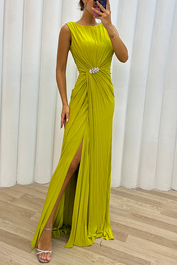 Deena - Women's Embellished Slit Evening Maxi Dress