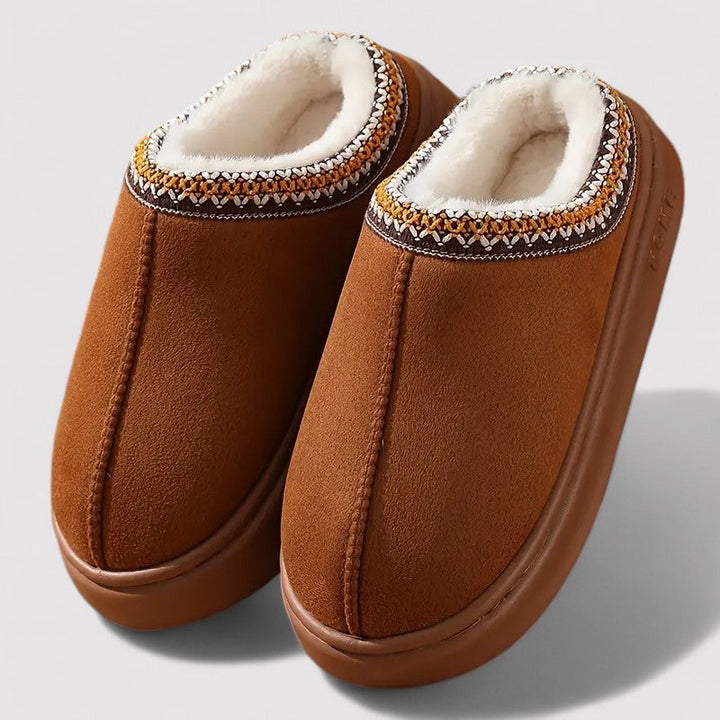 Chaussons d'intérieur à enfiler pour femme, doublés en matière moelleuse