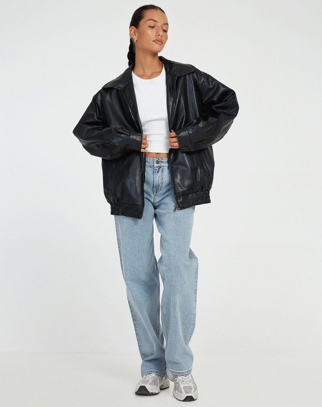 Ruby - Women's Oversized Leather Bomber Jacket