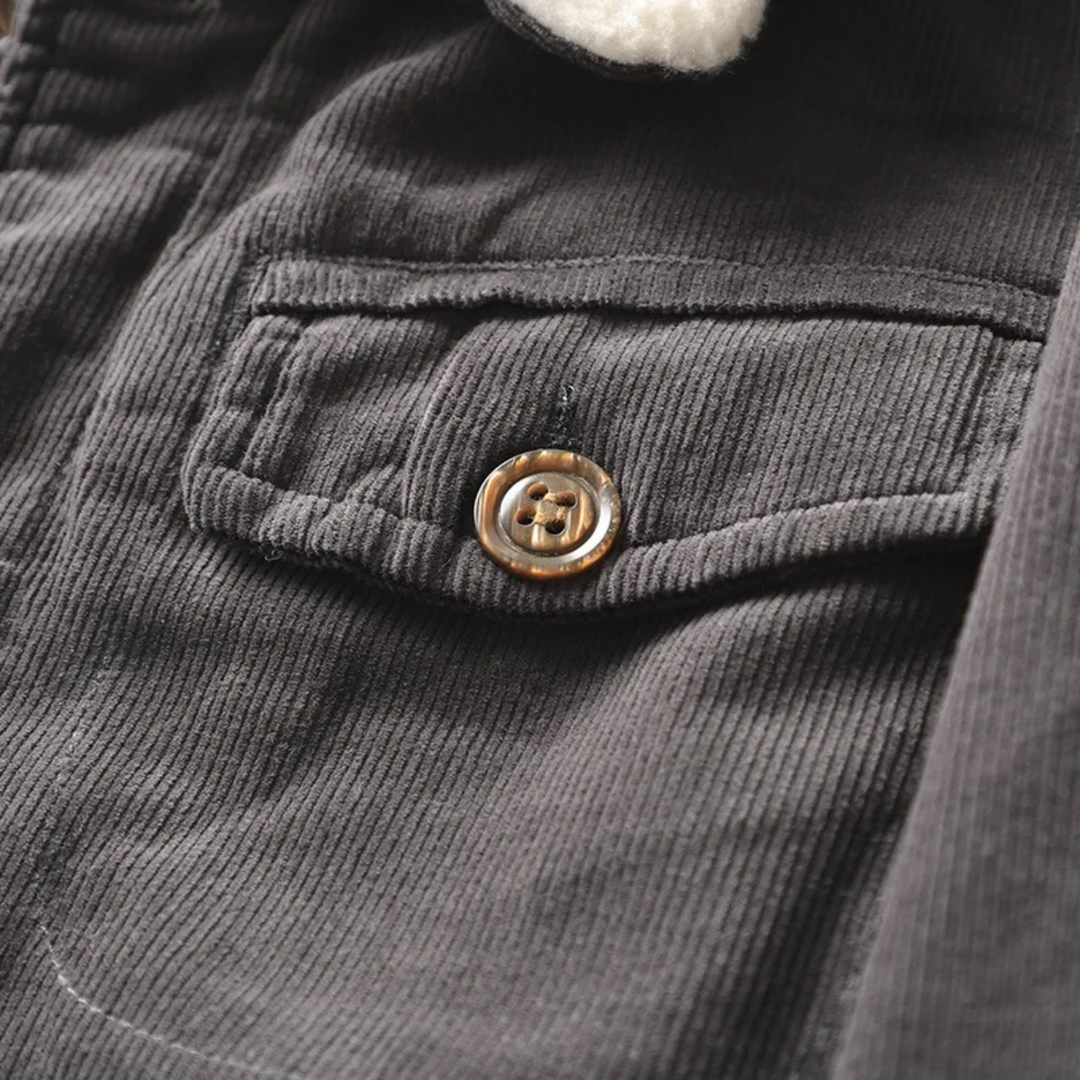 Chaqueta informal de pana con botones para hombre