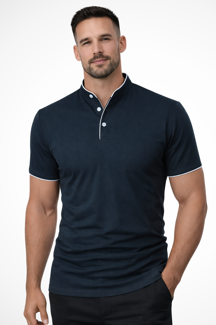Rafferty - Men Collarless Short Sleeve Polo Shirt