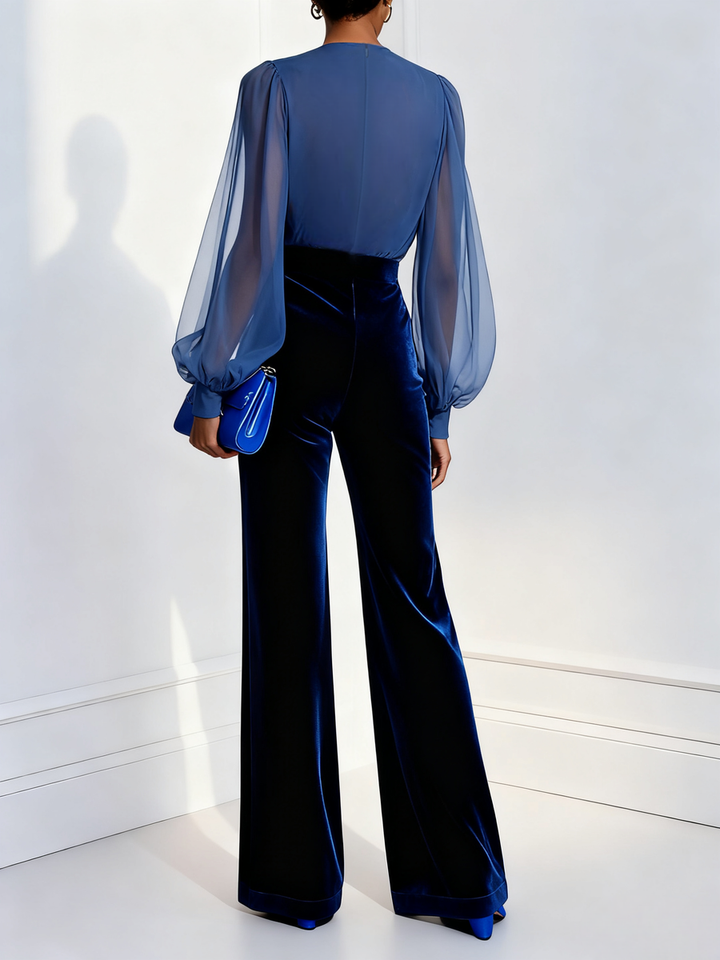 Nora - Women's V-Neck Long Sleeve Jumpsuit