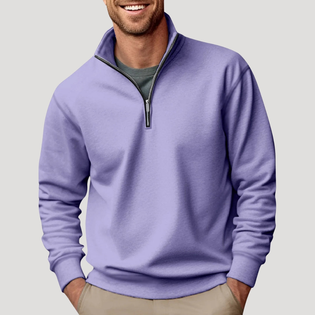 Sudadera ligera de algodón con media cremallera para hombre: transpirable y versátil