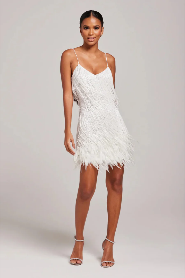 Brielle | Feather Sparkly Christmas Party Mini Dress