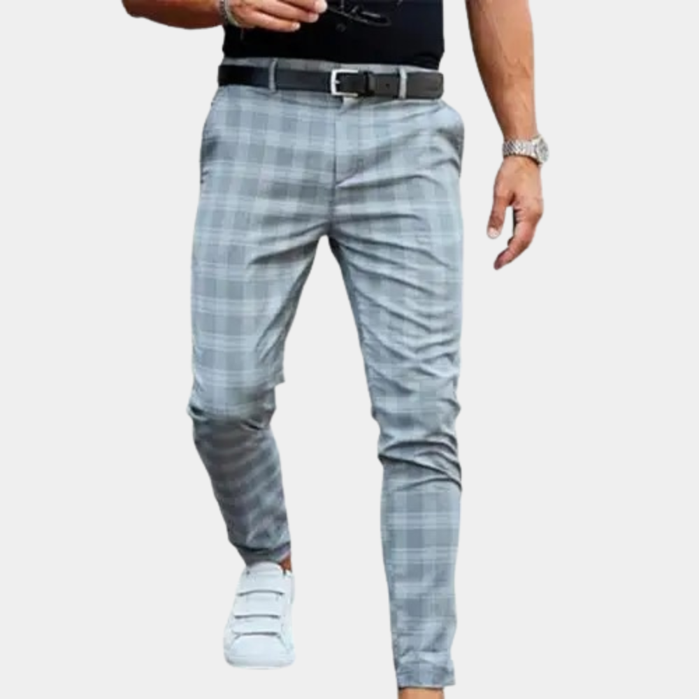 Men's Checked Trousers with Slim Fit