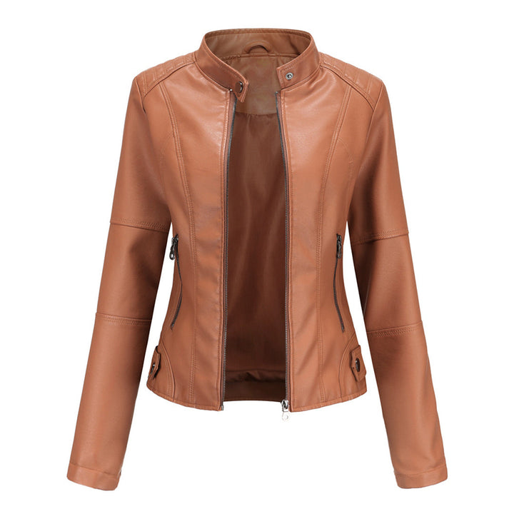 Chaqueta de cuero entallada para mujer