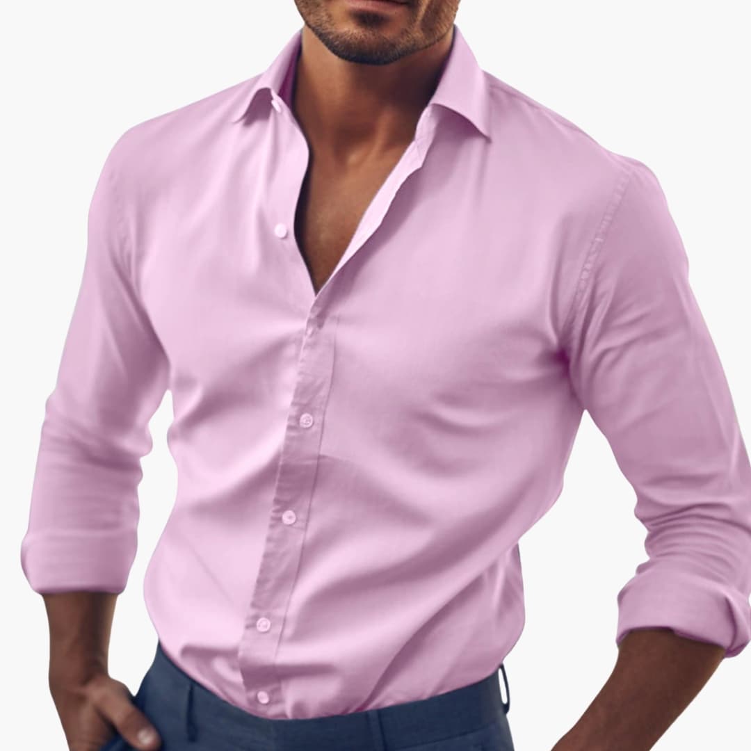 Chemise classique pour homme à coupe ajustée et col boutonné