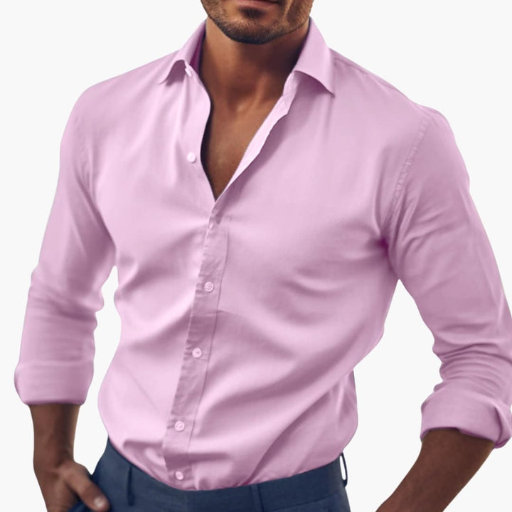 Chemise classique pour homme à coupe ajustée et col boutonné