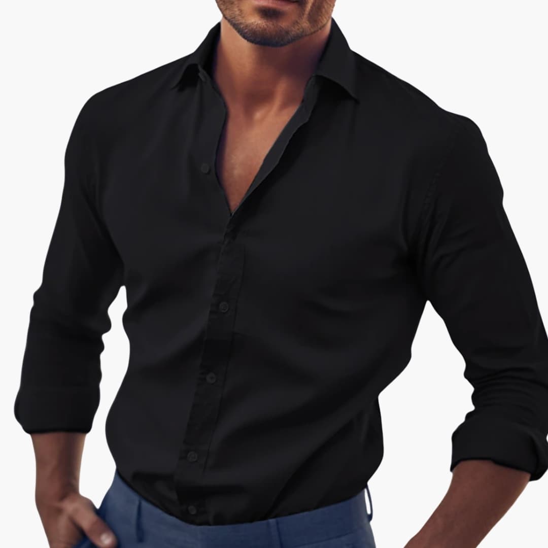 Chemise classique pour homme à coupe ajustée et col boutonné
