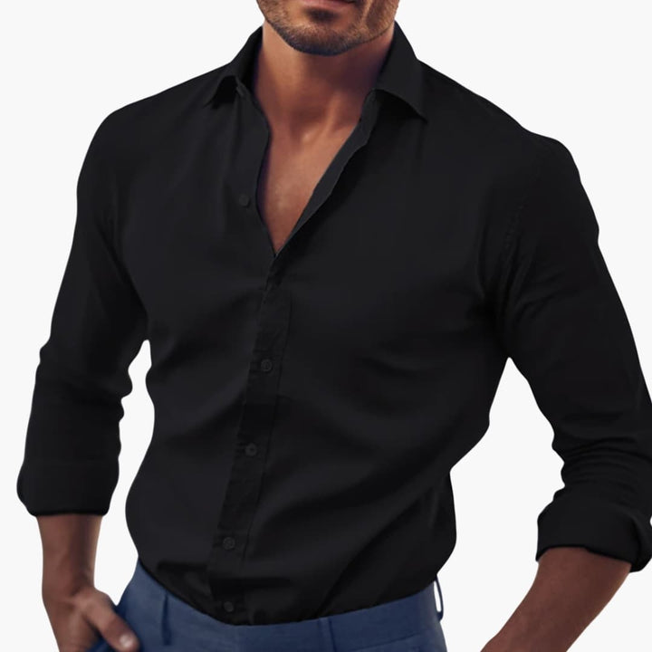 Chemise classique pour homme à coupe ajustée et col boutonné