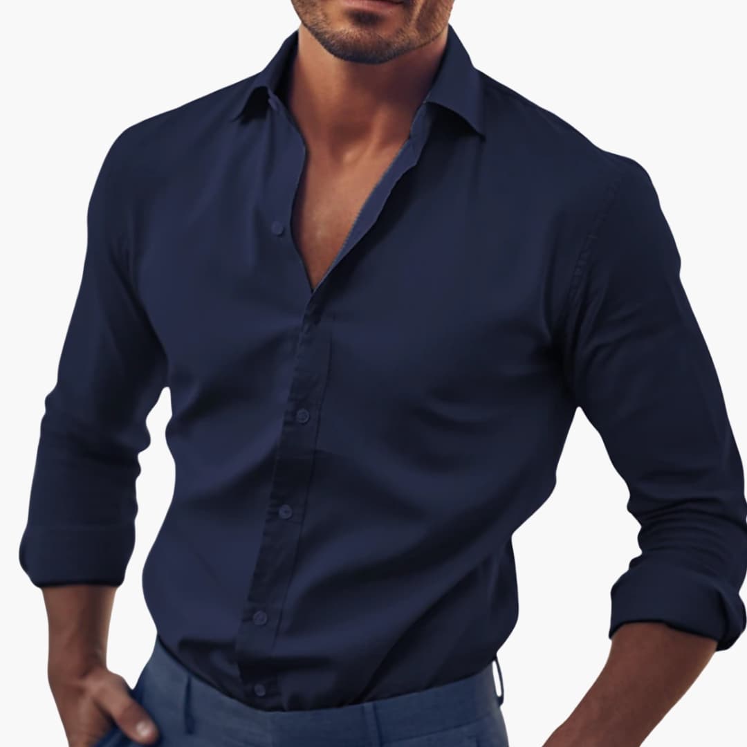 Chemise classique pour homme à coupe ajustée et col boutonné